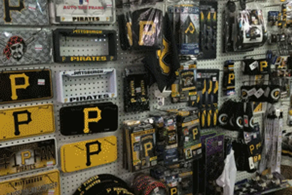 Racks of Pittsburgh Pirates merchandise